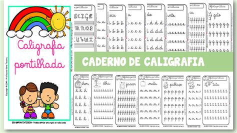 Caderno de caligrafia pontilhada em PDF para baixar 